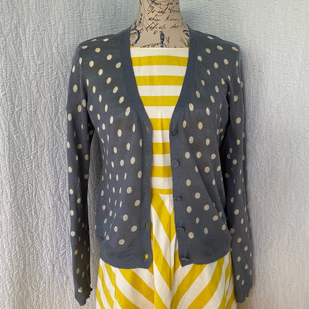 Boden NEW Lightweight Linen Polka Dot Cardigan